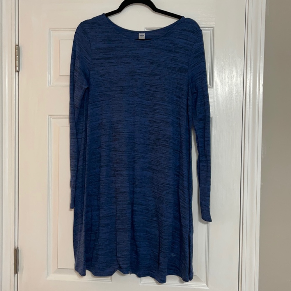 Lightweight Blue and Black Sweater Dress